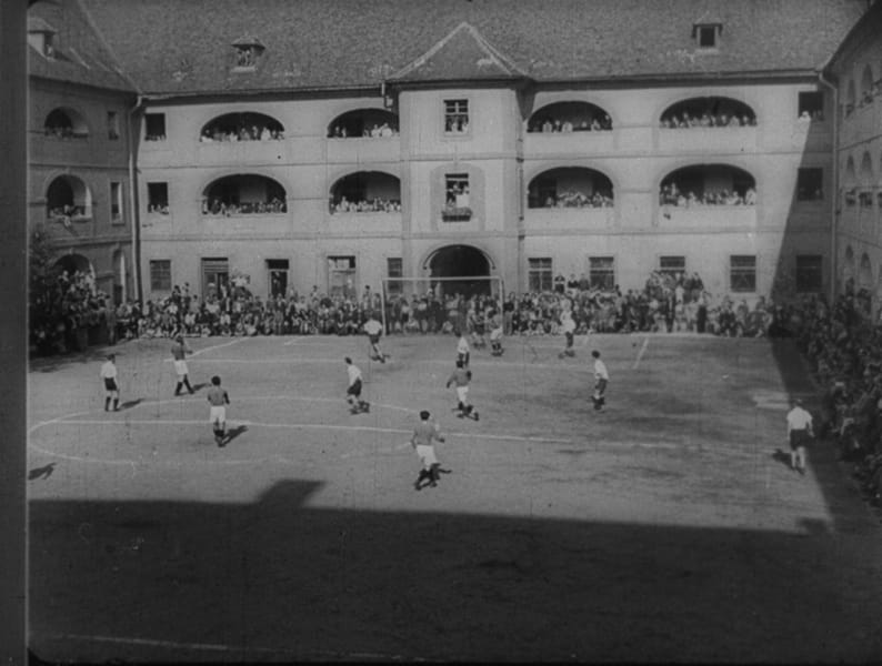 "Happy" detainees playing at Terezín. Most of the people in this photo died in other camps. 